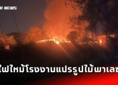ชลบุรี I ไฟไหม้โรงงานแปรรูปไม้พาเลซกลางดึก ค่าเสียหายเบื้องต้นประมาณ 4 แสนบาท