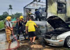 นนทบุรี I ไฟไหม้ตู้คอนเทนเนอร์เหตุจากการระเบิดของแบตเตอรี่เก็บไฟฟ้าความเสียหายเกือบ 1 ล้านบาท