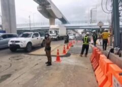 นนทบุรี I ซ่อมเสร็จแล้วหลังถนนทรุด รอผิวปูนแห้งก่อนเปิดให้วิ่งปกติ 6 โมงเย็น