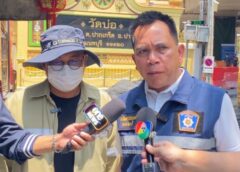 นนทบุรี I ถนนทรุดตัวหน้าวัดบ่อ ผู้รับเหมากราบขออภัยประชาชน คาดสาเหตุถนนทรุดเกิดจากท่อประปาแตก