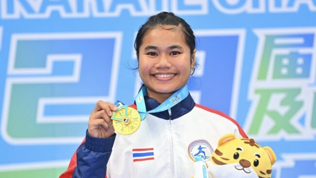 ญาณิศา ซ้อนทอง” คว้าเหรียญทอง คาราเต้ AKF Cadet Junior & U21 karate championship ที่จีน