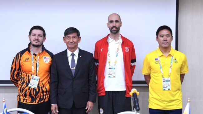“ธนาธร สันทนาประสิทธิ์” เข้าร่วมการแถลงข่าวก่อนการแข่งขัน ฟุตซอลหญิงในมหกรรมซีเกมส์