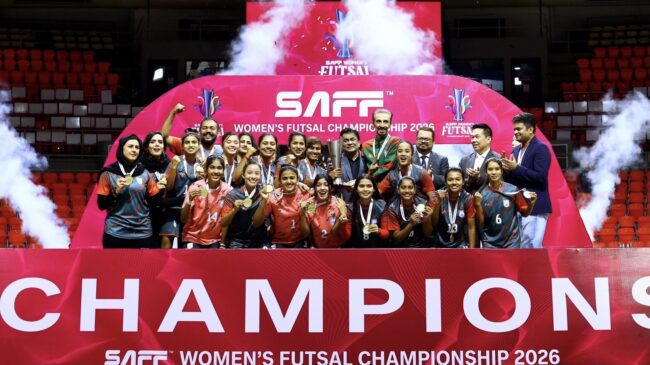 บังคลาเทศ ฟอร์มโหด! ถล่ม 14-1 ผงาดแชมป์ฟุตซอลหญิง SAFF 2026 ที่กรุงเทพฯ — “โค้ชเอก” พาภูฏานคว้าที่ 3 “บิ๊กป๋อม” ร่วมมอบรางวัล